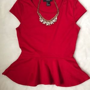 Red Peplum Top✨
